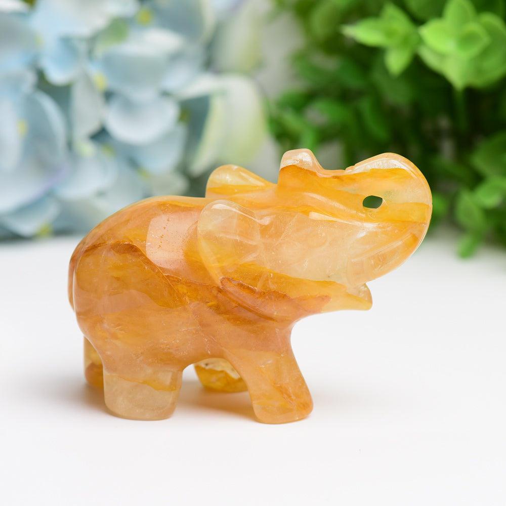 3.5" Golden Healer Elephant Animal Crystal Carving Bulk Best Crystal Wholesalers