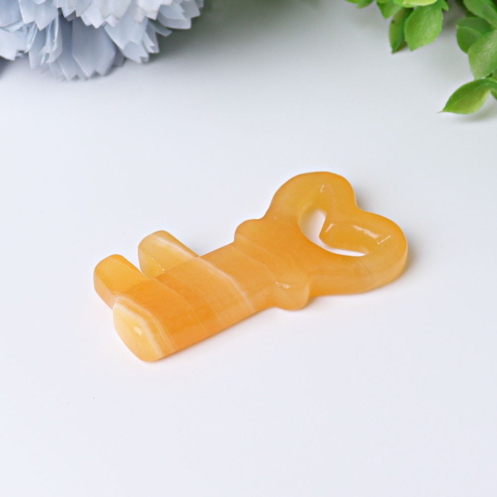 2.3" Orange Calcite Heart Key Crystal Carvings Model Bulk Best Crystal Wholesalers