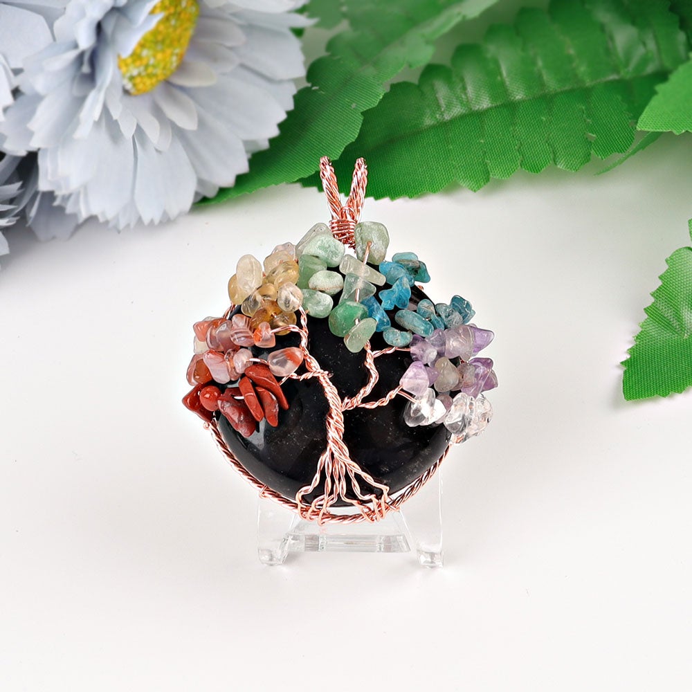 2" Chakra Tree of Life Wire Wrapped Heart Pendant Best Crystal Wholesalers