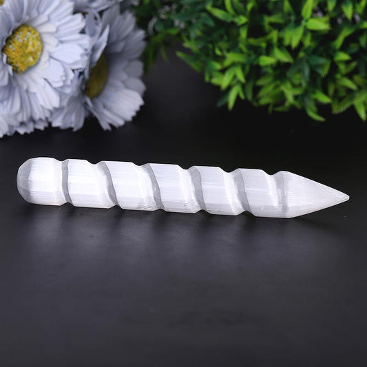 6" Spiral White Selenite Wands Bulk Best Crystal Wholesalers