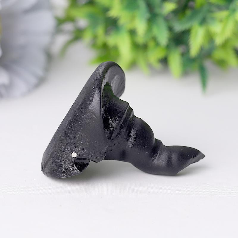 2" Black Obsidian Witch Hat Crystal Carving Halloween Gift Cartoon Bulk Best Crystal Wholesalers