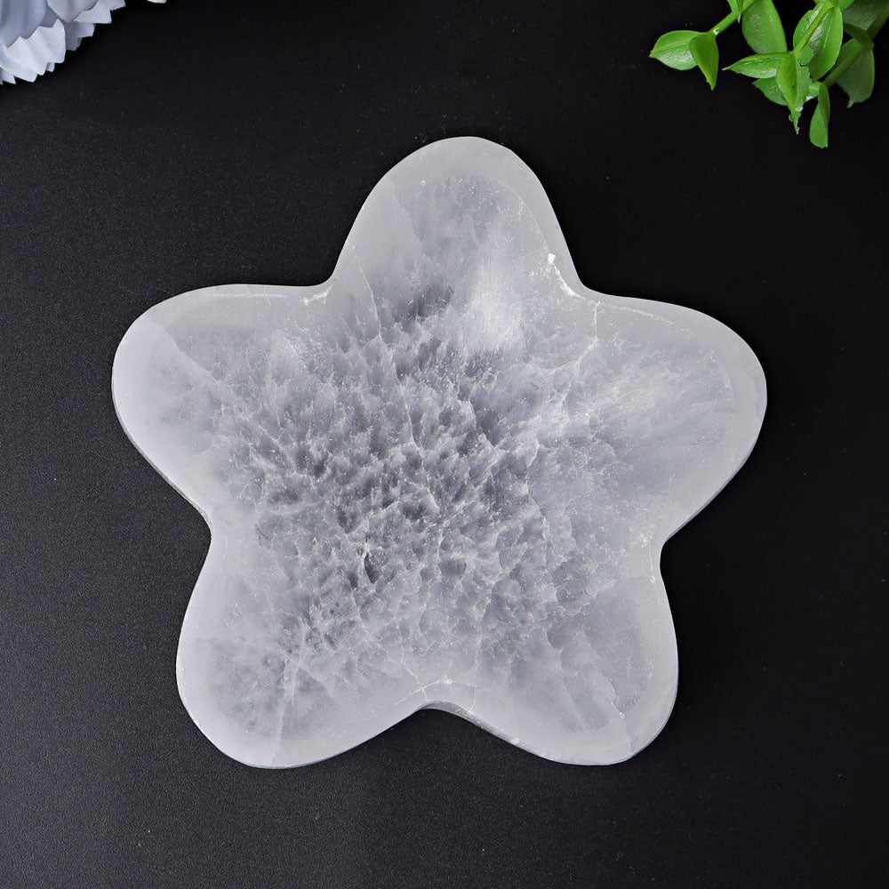 4" Flower Shape Selenite Bowls Plants Bulk Best Crystal Wholesalers