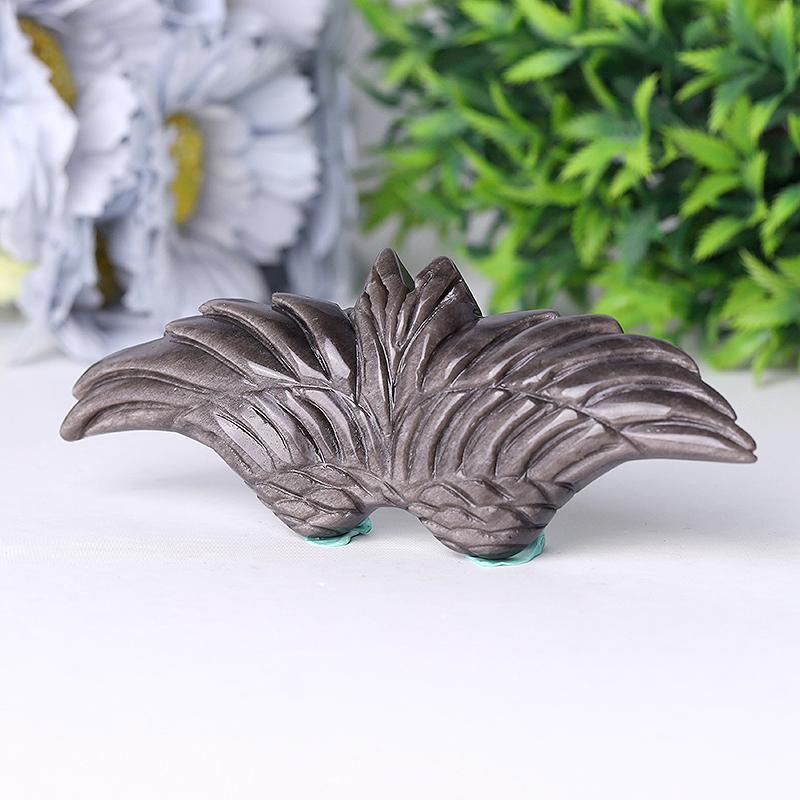 5.2" Silver Obsidian Wing Carving Best Crystal Wholesalers