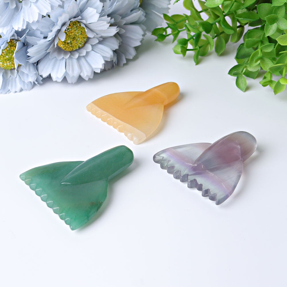 2.2" Fish Tail Crystal Carvings Animal Bulk Best Crystal Wholesalers Yellow Calcite Fluorite Green Aventurine Purple Mica