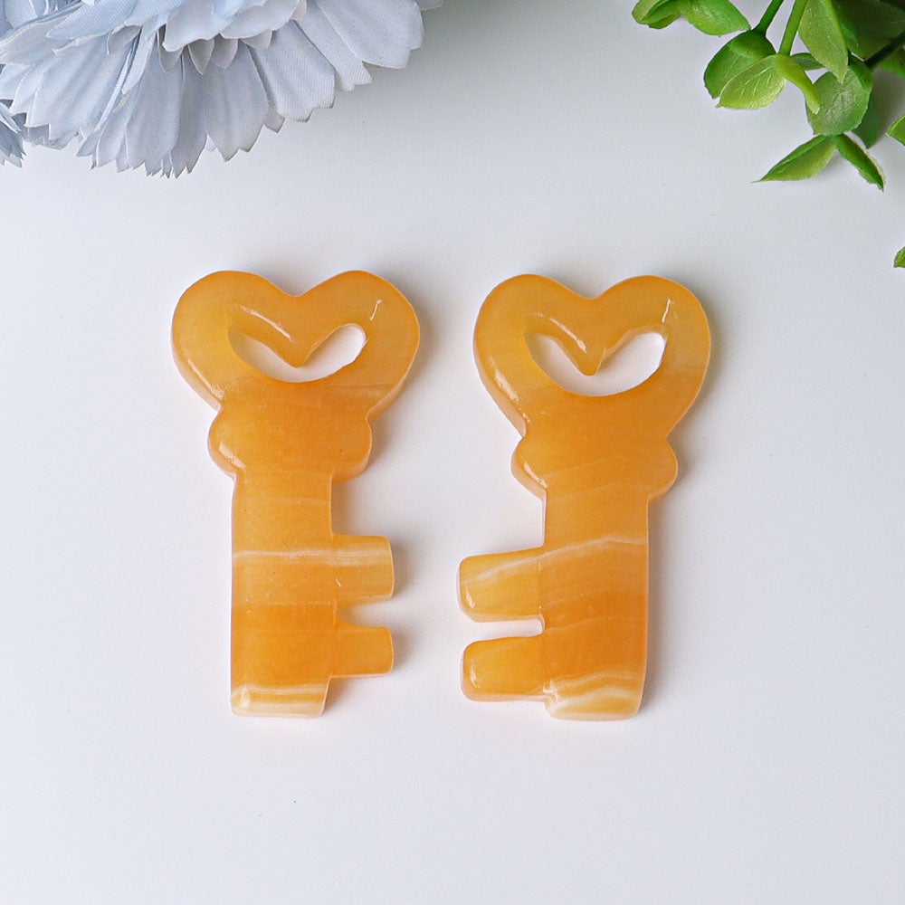 2.3" Orange Calcite Heart Key Crystal Carvings Model Bulk Best Crystal Wholesalers