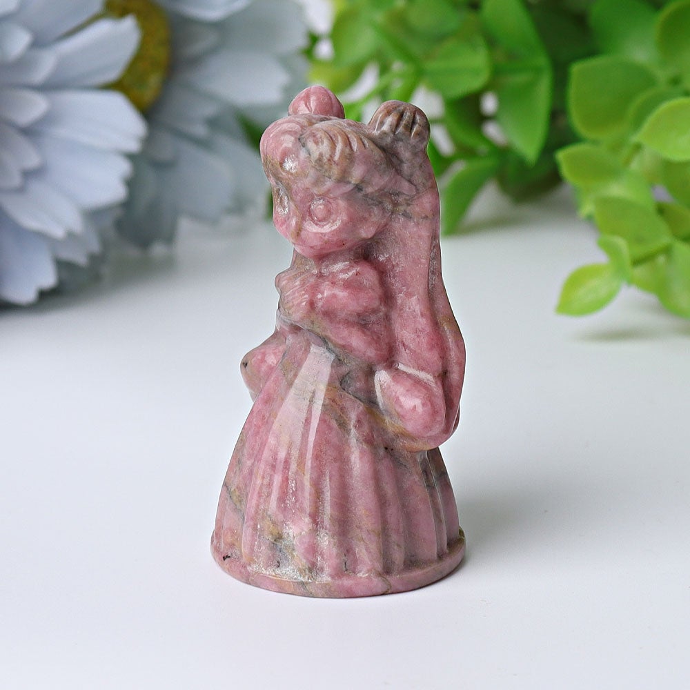 2.3" Rhodonite Princess Serenity Crystal Carvings Cartoon Bulk Best Crystal Wholesalers