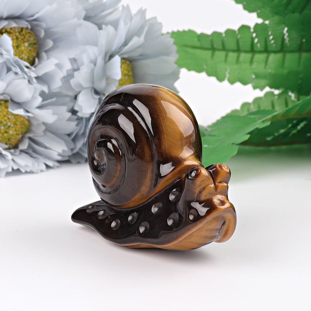 2.5" Tiger's Eye Snail Crystal Carvings Animal Bulk Best Crystal Wholesalers