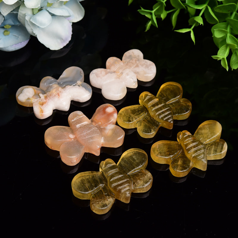 2.1“ Yellow Fluorite Flower Agate Bee Crystal Carving Animals Bulk Crystal wholesale suppliers