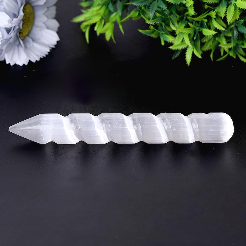 6" Aura Spiral Selenite Wands Bulk Best Crystal Wholesalers