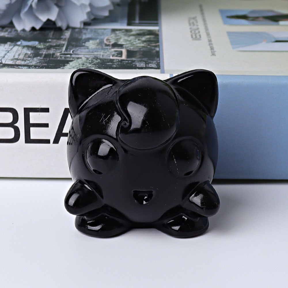 2" Black Obsidian Jiggly Puff Crystal Carvings Cartoon Bulk Best Crystal Wholesalers