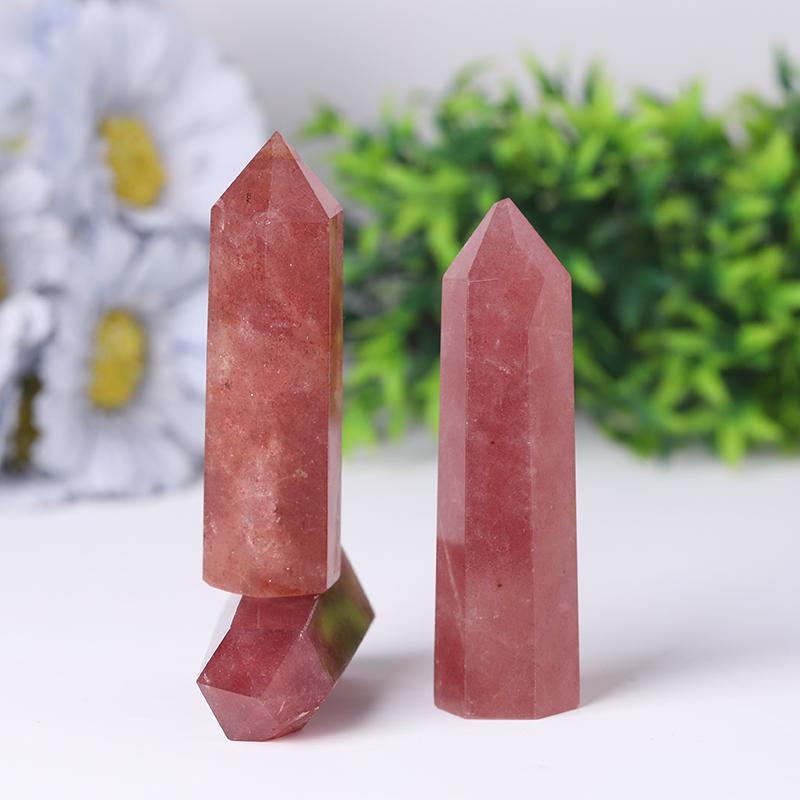 Natural Wand Strawberry Towers Points Bulk Decoration Best Crystal Wholesalers