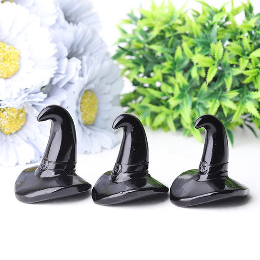 2.25" Black Obsidian Witch's Hat Crystal Carvings Best Crystal Wholesalers