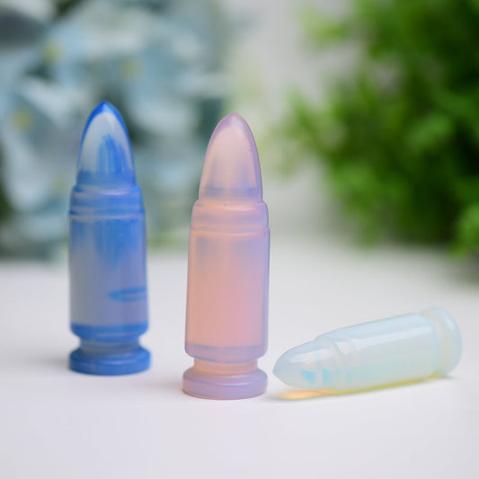 2.0"-2.7" Blue Pink Opalite Bullet Crystal Carving Model Bulk Best Crystal Wholesalers