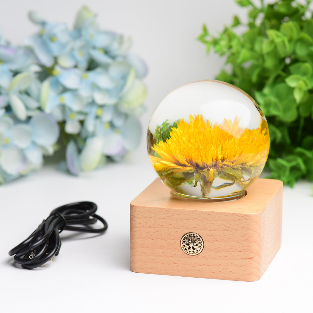 1 Set Resin Sphere with Sunflower Touch-sensitive Switch Lamp Free Form for Bulk WholesaleBest Crystal Wholesalers