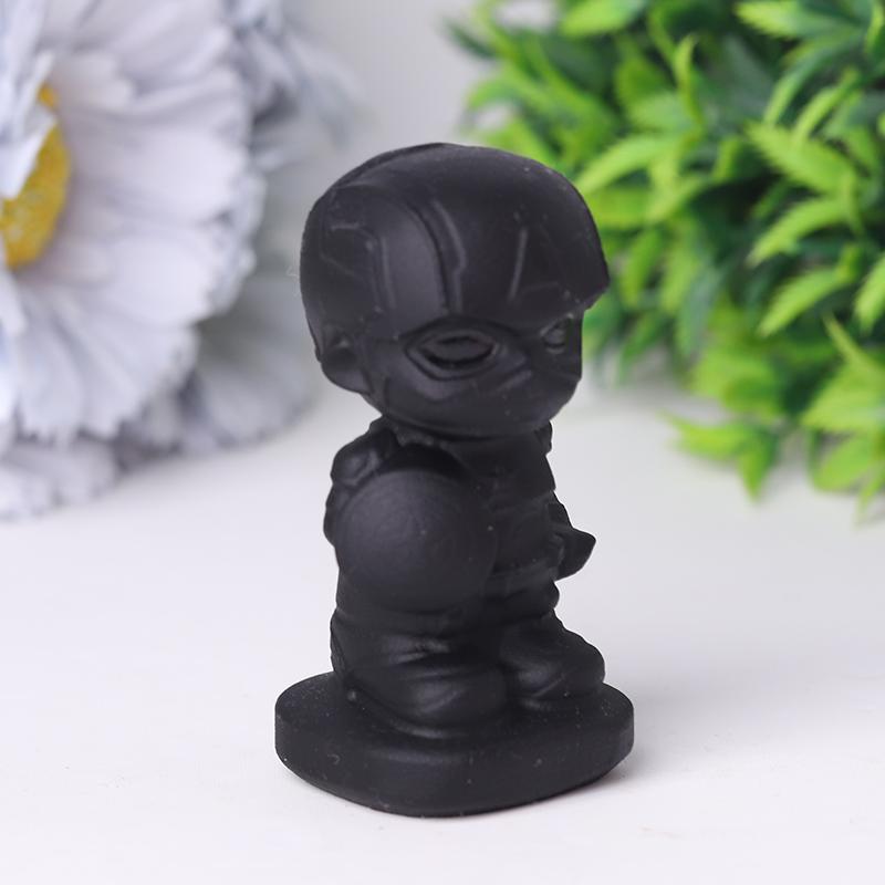 Black Obsidian American Captain Crystal Carvings Cartoon Bulk Best Crystal Wholesalers