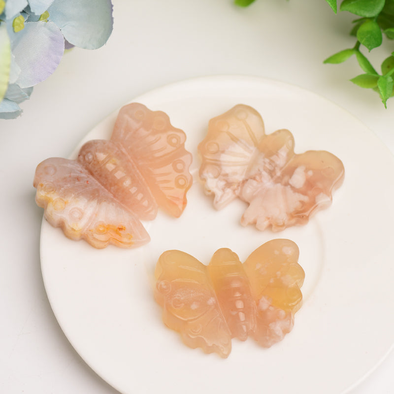 1.9" Flower Agate Butterfly Crystal Carving Animals Bulk Crystal wholesale suppliers