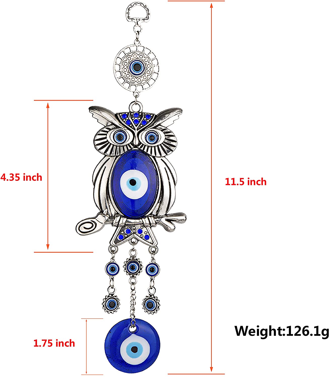 Blue Evil Eye Owl 11.7 Inches Pendant Decoration Best Crystal Wholesalers