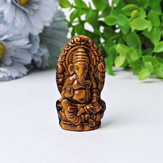 1.9" Tiger's Eye Ganesha Crystal Carving Best Crystal Wholesalers