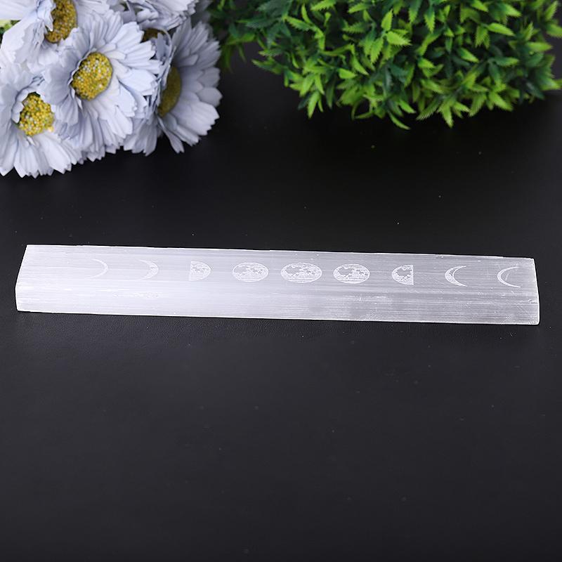 9" Selenite Stick Wand with Laser Engraved Moon Pattern Bulk Best Crystal Wholesalers