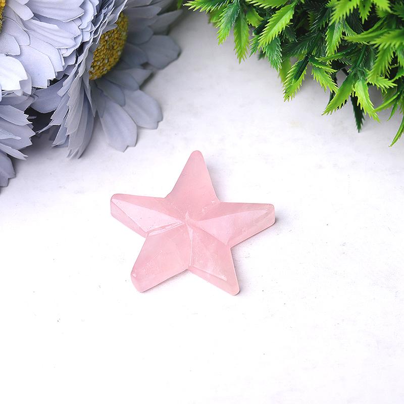 2" Rose Quartz Star Crystal Carvings Best Crystal Wholesalers