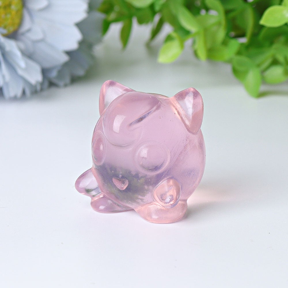 1.6" Pink Opalite Jiggly Puff Crystal Carvings Cartoon Bulk Best Crystal Wholesalers