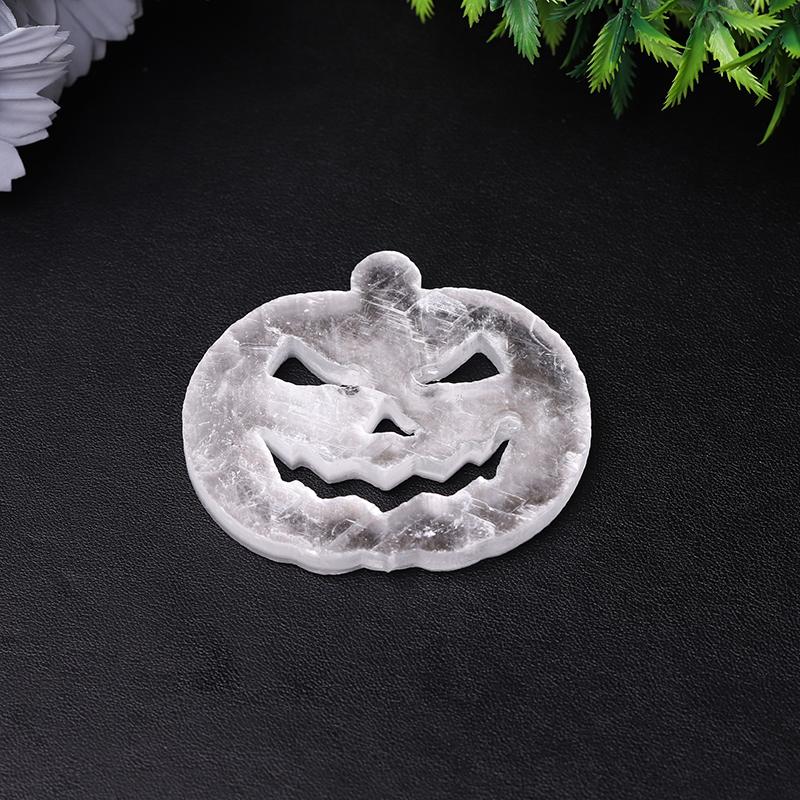 2.5" Selenite Pumpkin Face Hand Carving Halloween Gift Best Crystal Wholesalers