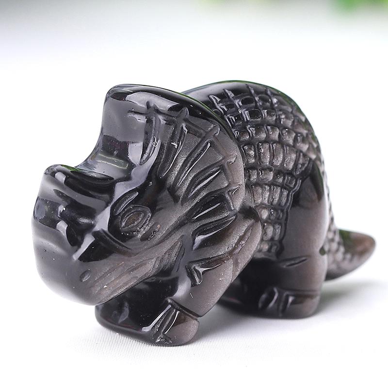 1.7" Silver Obsidian Dinosaur Crystal Carvings Animal Bulk Best Crystal Wholesalers