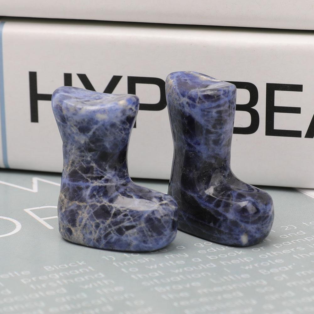 1.5" Set of 2 Sodalite Christmas Boots Carvings