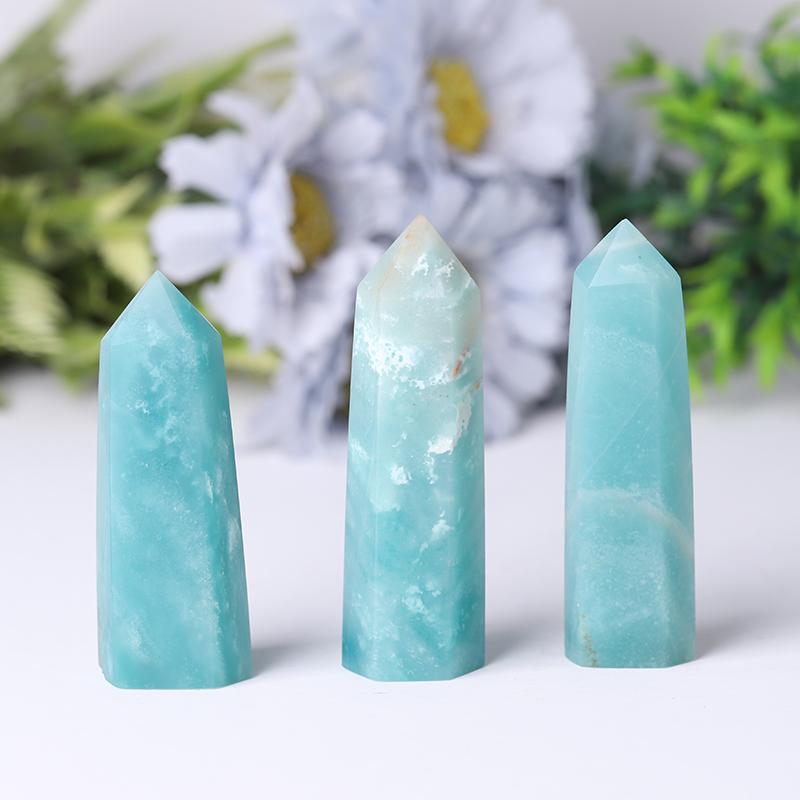 Natural High Quality Sky Blue Towers Points Bulk Caribbean Calcite Tower for Healing Best Crystal Wholesalers