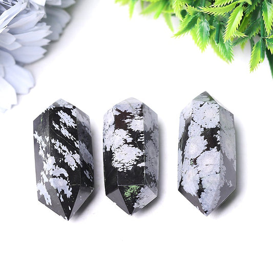 2" Snowflake Obsidian Double Terminated Towers Points Bulk Best Crystal Wholesalers