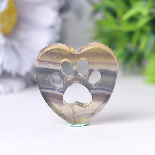 1.5" Heart with Cat Paw Shape Crystal Carvings Best Crystal Wholesalers