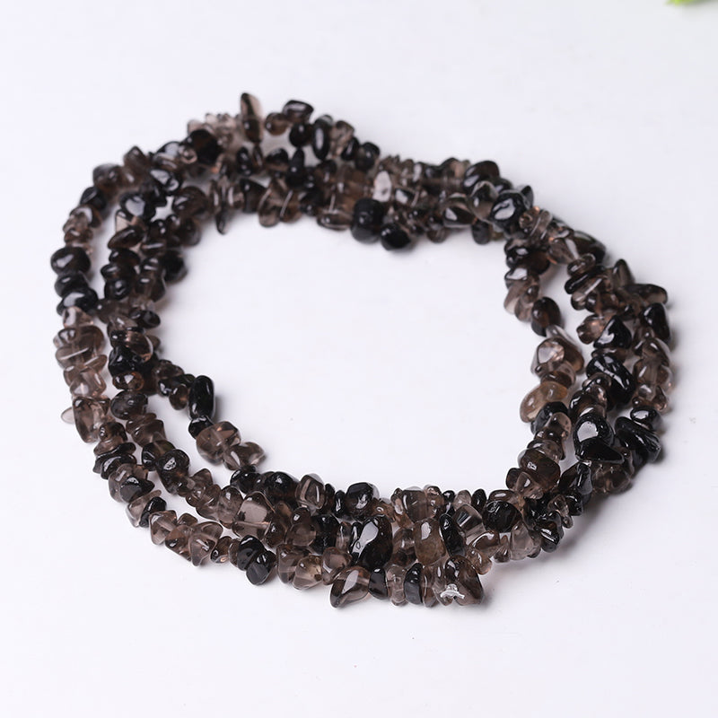 Drilled Crystal Chips with holes String for DIY bulk Bracelet Best Crystal Wholesalers Black Obsidian Amethyst Smoky Quartz Garnet