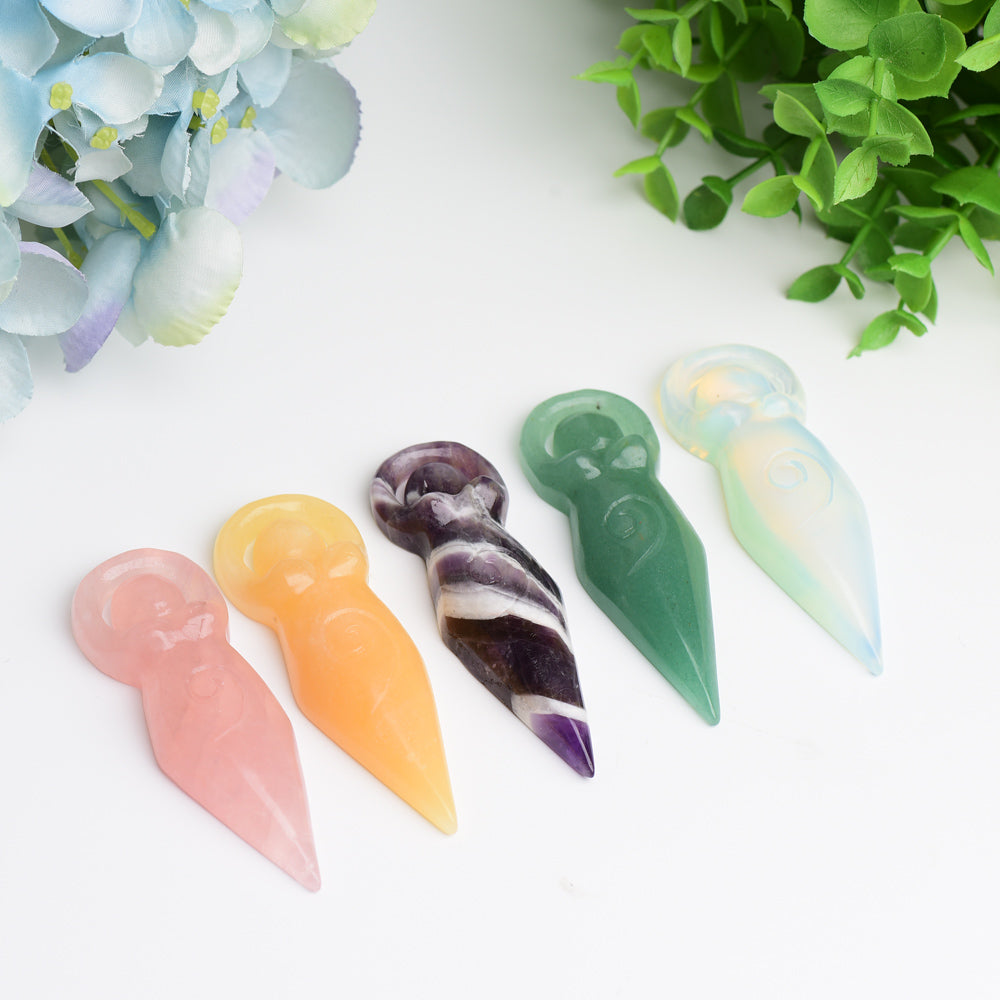 3.2" Mixed Crystal Flat Goddes Crystal Carving Bulk WholesaleBest Crystal Wholesalers