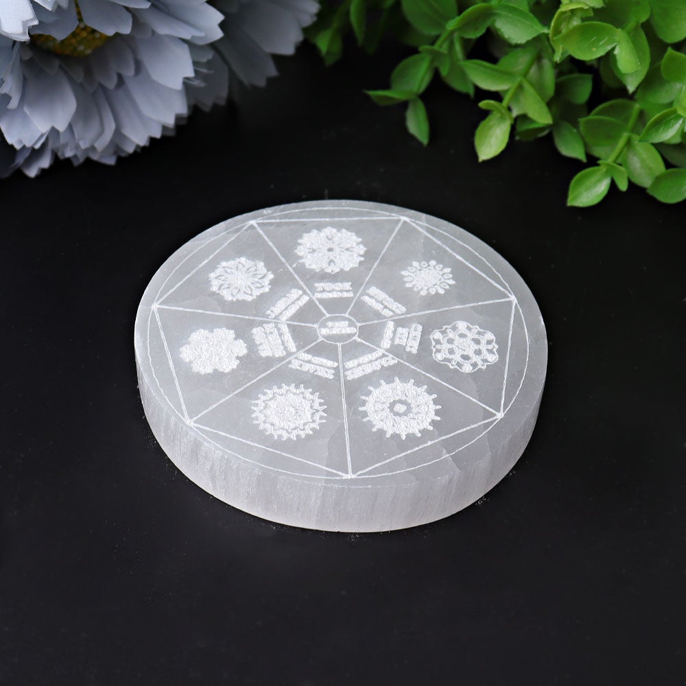 3.2" Selenite Coaster with Printing Best Crystal Wholesalers