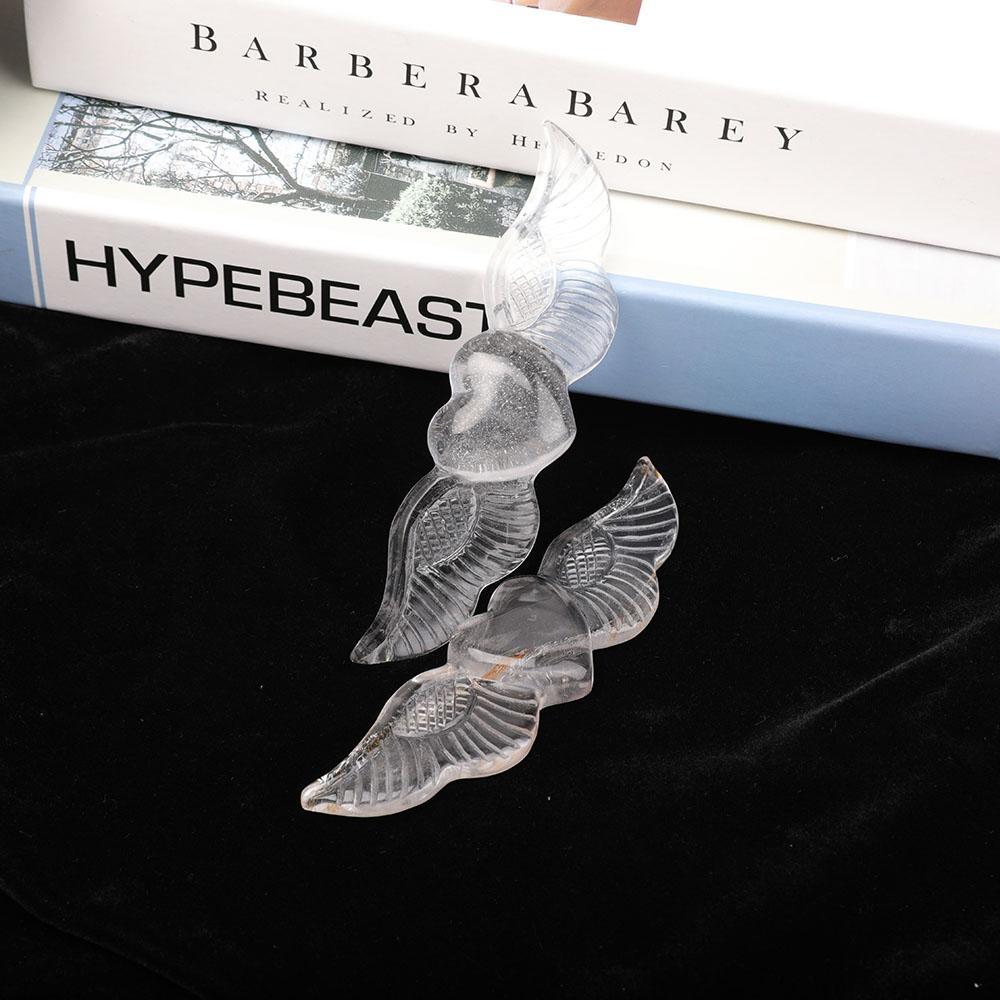 Clear Quartz Carved Heart with Wings