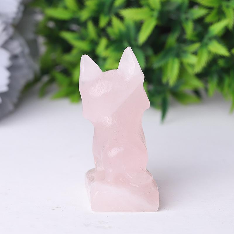 2.4" Rose Quartz Dog Crystal Carvings Animal Bulk Best Crystal Wholesalers