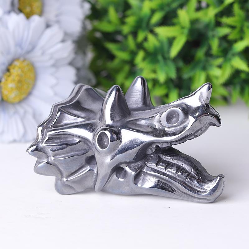 3.5" Terahertz Dragon Head Crystal Hematite Carvings Best Crystal Wholesalers