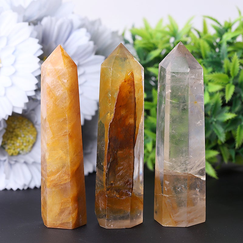 3.5" Set of 3 Golden Healer Towers Points Bulk  Best Crystal Wholesalers