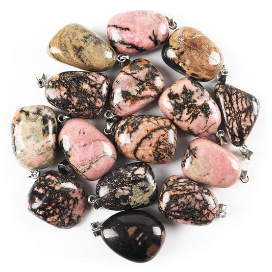 Natural Rhodonite Healing Crystal Polished Stones Irregular Crystal Pendant for Gift Best Crystal Wholesalers