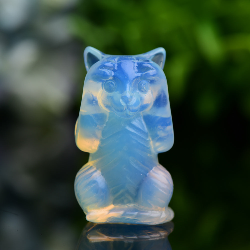 1.9" Opalite Cat 'Hear No Evil, Speak No Evil, See No Evil' Crystal Carving Animal Cartoon Bulk Best Crystal Wholesalers