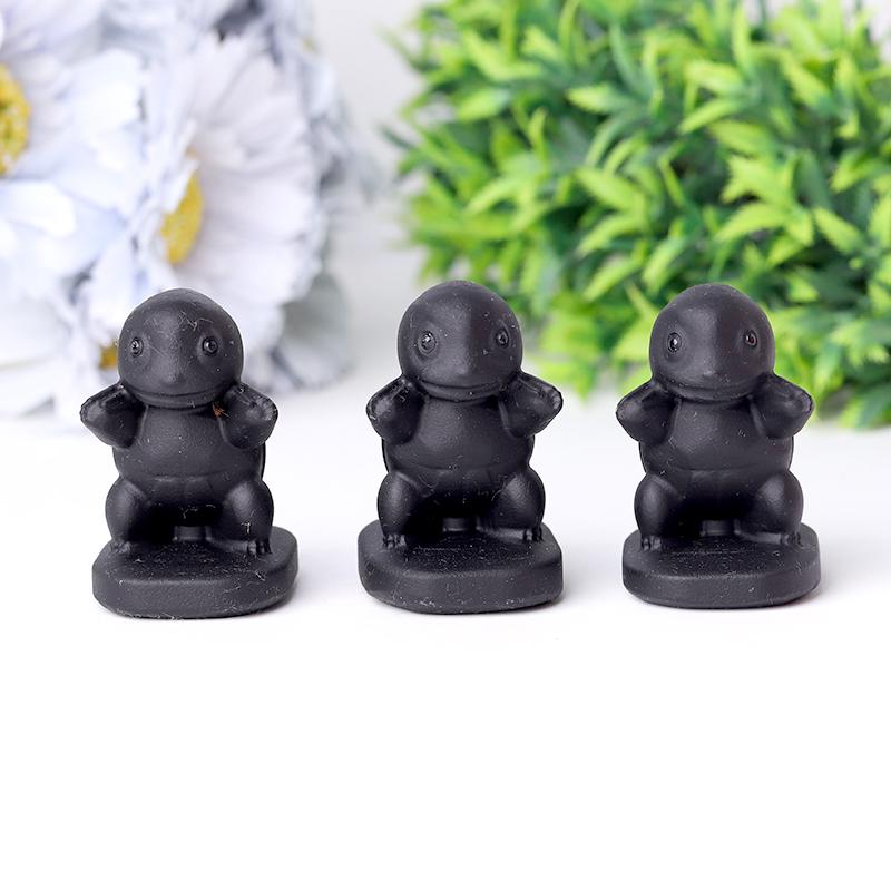 Black Obsidian Squirtle Crystal Carvings Cartoon Bulk Best Crystal Wholesalers