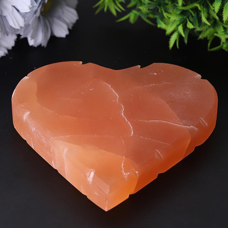 5" Peach Selenite Heart Shape Carving Bulk Best Crystal Wholesalers