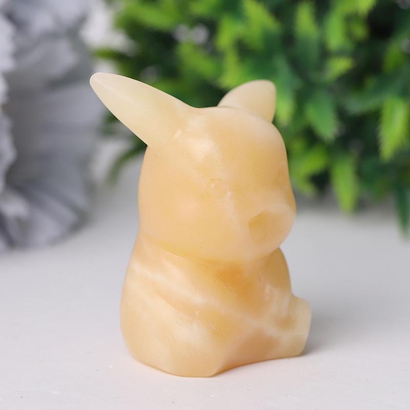 2" Orange Calcite Pikachu Crystal Carvings Best Crystal Wholesalers