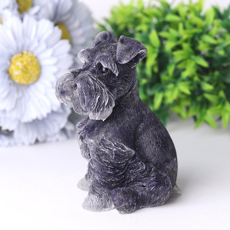 4.2" Crystal Chips Resin Schnauzer Carving for Decoration Best Crystal Wholesalers