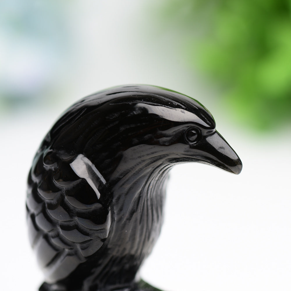 3.3" Black Obsidian Raven Bird Crystal Carving Free Form Bulk WholesaleBest Crystal Wholesalers