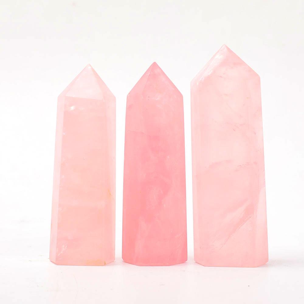 Set of 3 Rose Quartz Towers Points Bulk Best Crystal Wholesalers