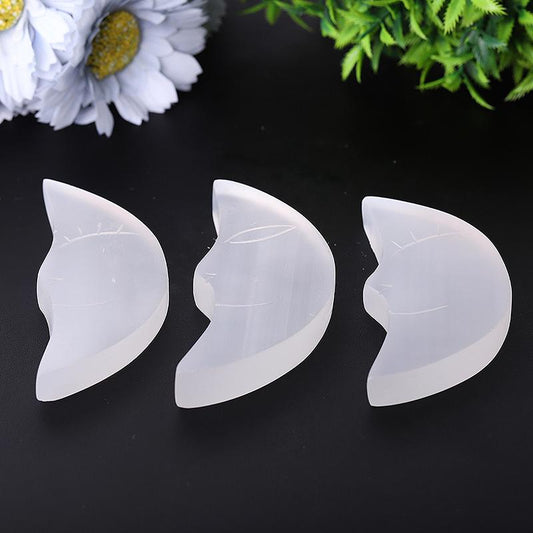 3.5"-4" Hand Carved Selenite Moon  Bulk Best Crystal Wholesalers