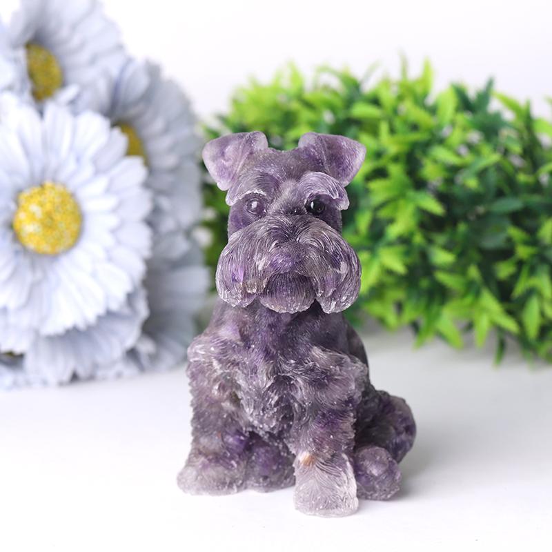 4.2" Crystal Chips Resin Schnauzer Carving for Decoration Best Crystal Wholesalers