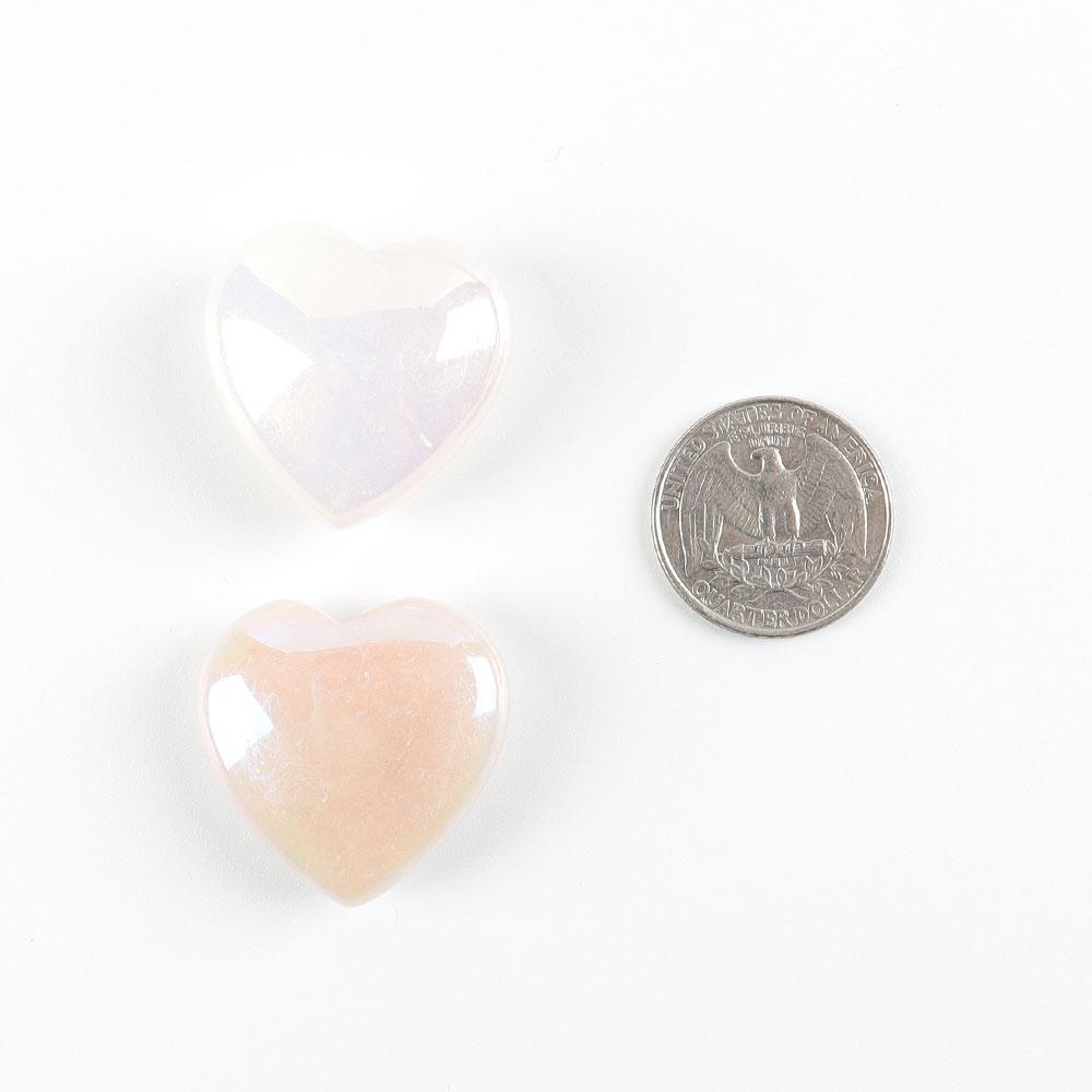 Set of 8 Aura Quartz Heart Shape Crystal Carvings