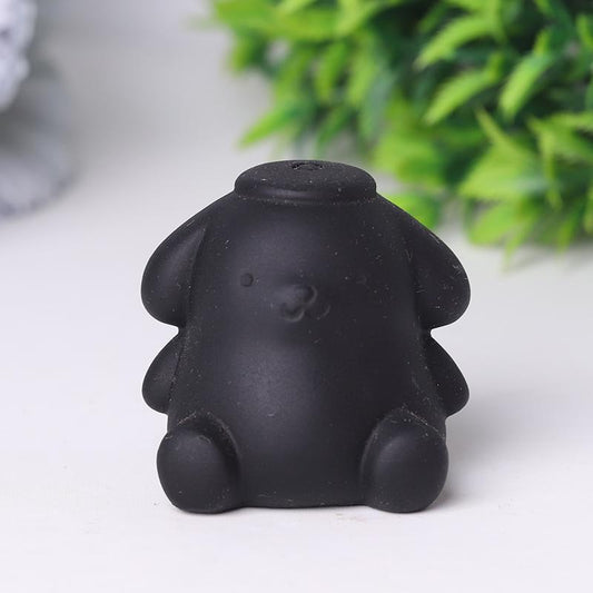 Black Obsidian Pompom Purin Crystal Carvings Cartoon Bulk Best Crystal Wholesalers